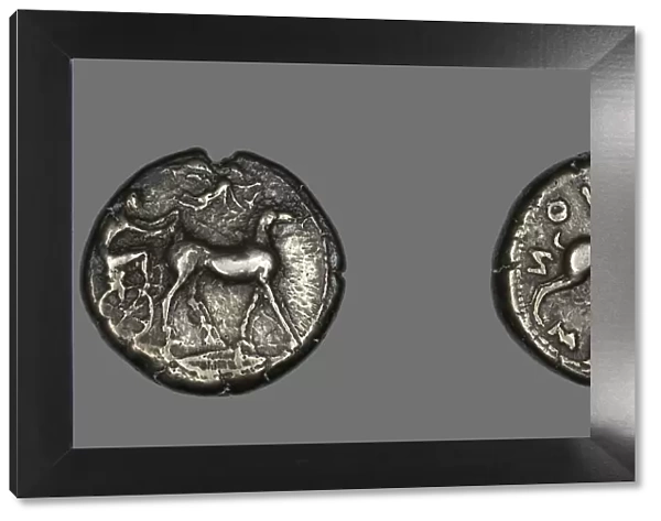 Tetradrachm (Coin) Depicting a Biga of Mules, 476-396 BCE. Creator: Unknown