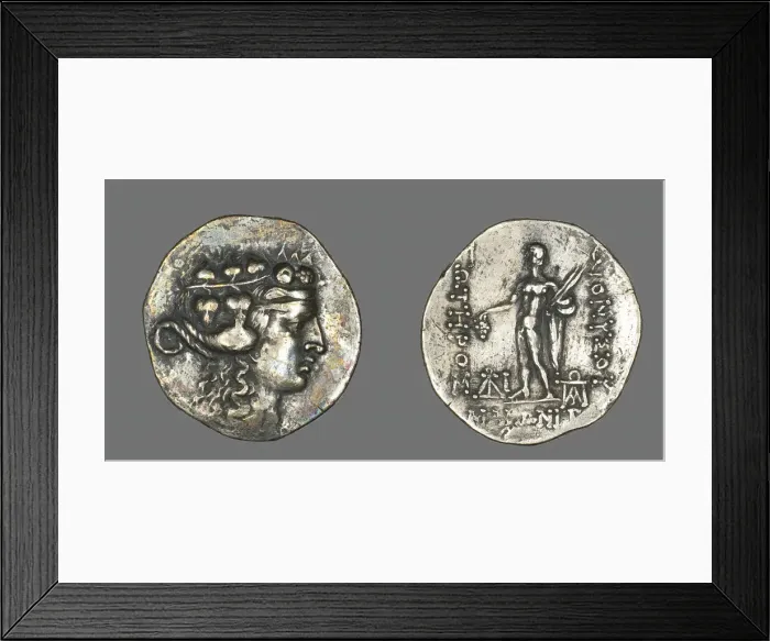 Framed Print : Tetradrachm (Coin) Depicting the God Dionysos, after 146 BCE. Creator: Unknown Framed Print : Tetradrachm (Coin) Depicting the God Dionysos, after 146 BCE. Creator: Unknown