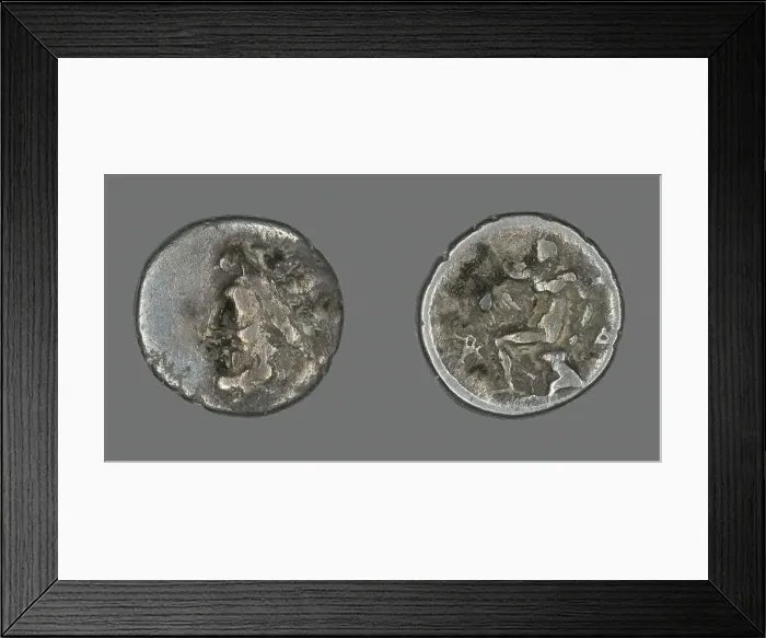 Framed Print : Hemidrachm (Coin) Depicting the God Zeus, after 371 BCE. Creator: Unknown Framed Print : Hemidrachm (Coin) Depicting the God Zeus, after 371 BCE. Creator: Unknown