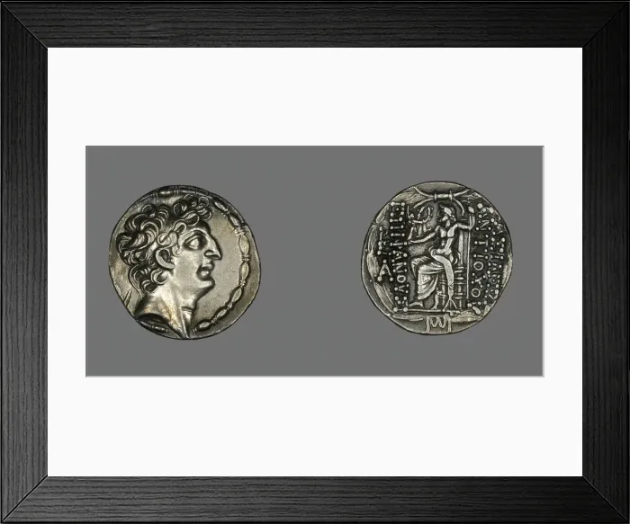 Framed Print : Tetradrachm (Coin) Portraying Emperor Antiochos VIII Grypos, 104-96 BCE, (121-96 BCE)