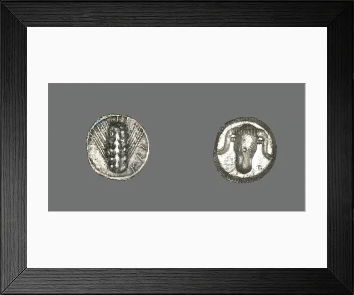 Framed Print : Diobol (Coin) Depicting an Ear of Grain, 500-473 BCE. Creator: Unknown Framed Print : Diobol (Coin) Depicting an Ear of Grain, 500-473 BCE. Creator: Unknown