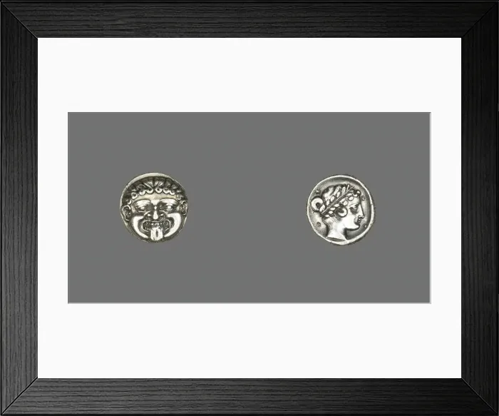 Framed Print : Drachm (Coin) Depicting the Gorgon Medusa, 411-356 BCE. Creator: Unknown Framed Print : Drachm (Coin) Depicting the Gorgon Medusa, 411-356 BCE. Creator: Unknown