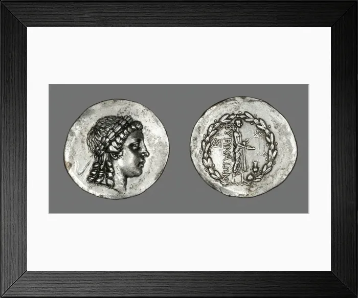 Framed Print : Tetradrachm (Coin) Depicting the God Apollo Gryneios, 189 BCE or later. Creator: Unknown Framed Print : Tetradrachm (Coin) Depicting the God Apollo Gryneios, 189 BCE or later. Creator: Unknown