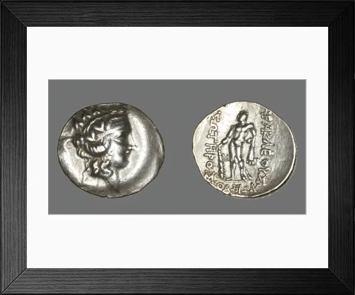 Framed Print : Tetradrachm (Coin) Depicting the God Dionysos, after 146 BCE. Creator: Unknown Framed Print : Tetradrachm (Coin) Depicting the God Dionysos, after 146 BCE. Creator: Unknown