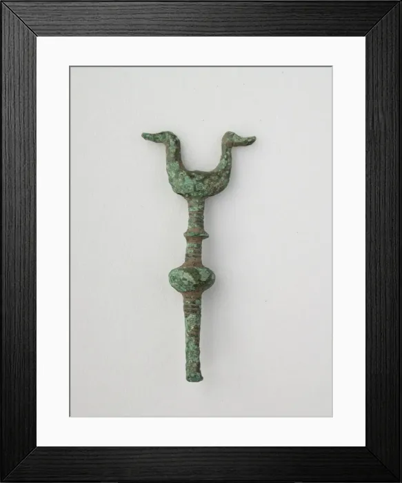 Framed Print : Double Birds on Knobbed Pole, Geometric Period (800-600 BCE). Creator: Unknown Framed Print : Double Birds on Knobbed Pole, Geometric Period (800-600 BCE). Creator: Unknown