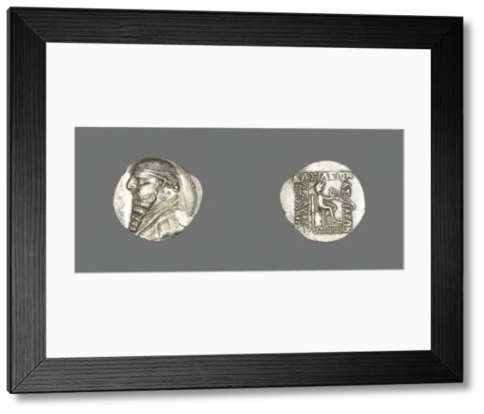 Framed Print : Drachm (Coin) Portraying King Mithridates II the Great of Parthia Framed Print : Drachm (Coin) Portraying King Mithridates II the Great of Parthia