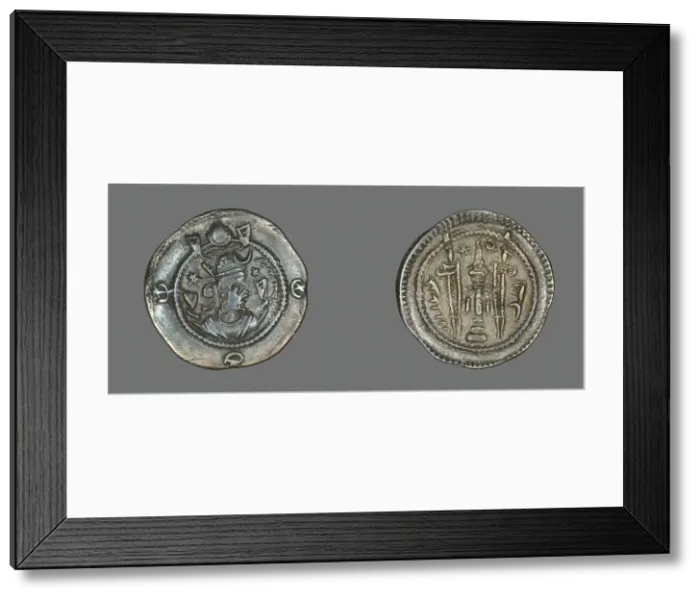 Framed Print : Coin Portraying King Chosroes II, 590-628. Creator: Unknown