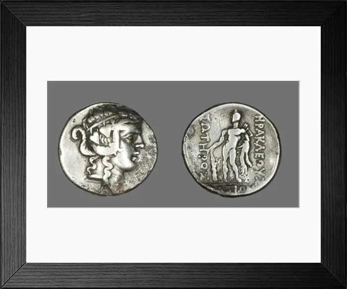 Framed Print : Tetradrachm (Coin) Depicting the God Dionysos, after 148 BCE. Creator: Unknown Framed Print : Tetradrachm (Coin) Depicting the God Dionysos, after 148 BCE. Creator: Unknown