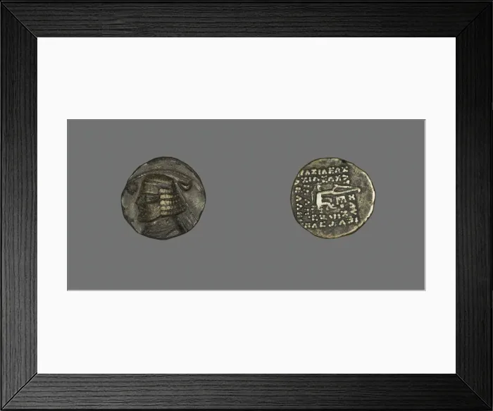 Framed Print : Drachm (Coin) Portraying King Orodes I, 57-37 BCE. Creator: Unknown Framed Print : Drachm (Coin) Portraying King Orodes I, 57-37 BCE. Creator: Unknown