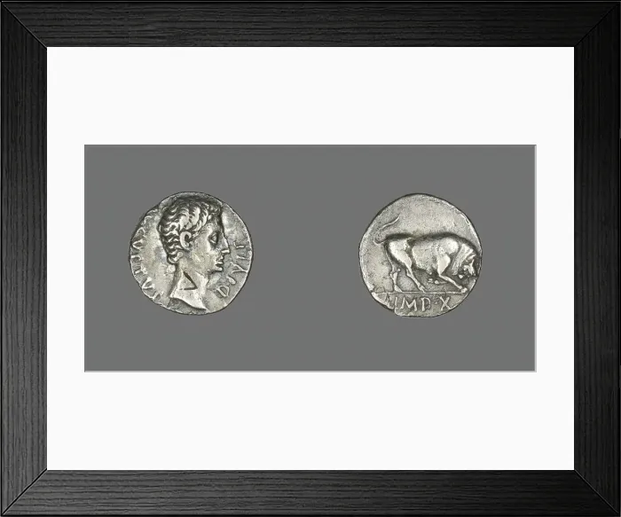 Framed Print : Denarius (Coin) Portraying Emperor Augustus, 15-13 BCE. Creator: Unknown Framed Print : Denarius (Coin) Portraying Emperor Augustus, 15-13 BCE. Creator: Unknown