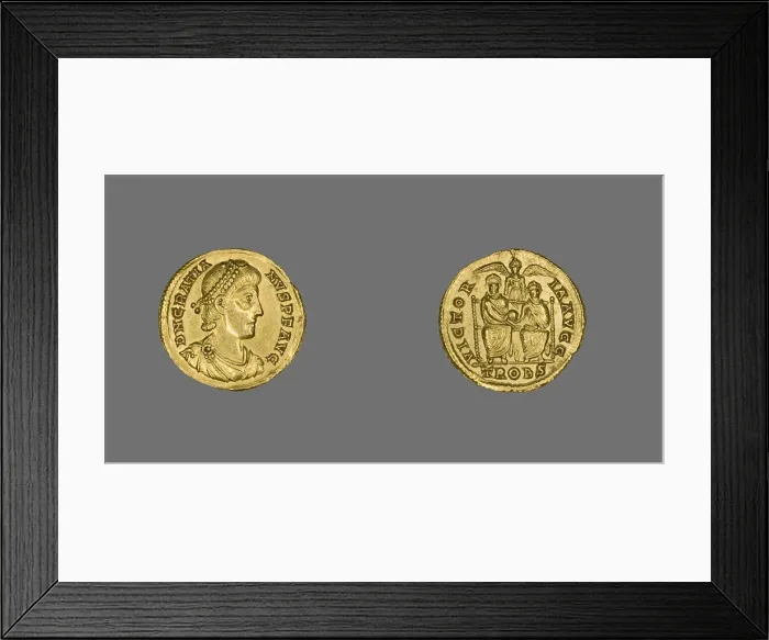 Framed Print : Solidus (Coin) Portraying Emperor Gratian, 375-378. Creator: Unknown Framed Print : Solidus (Coin) Portraying Emperor Gratian, 375-378. Creator: Unknown