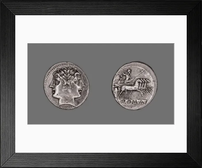 Framed Print : Didrachm (Coin) Depicting the Dioscuri (Castor and Pollux), 225-214 BCE
