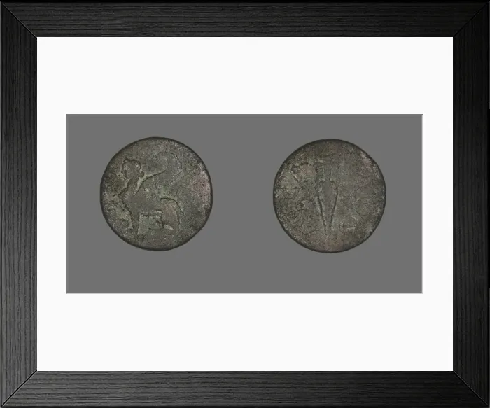 Framed Print : Coin Depicting a Sphinx, 138-217 (?). Creator: Unknown Framed Print : Coin Depicting a Sphinx, 138-217 (?). Creator: Unknown