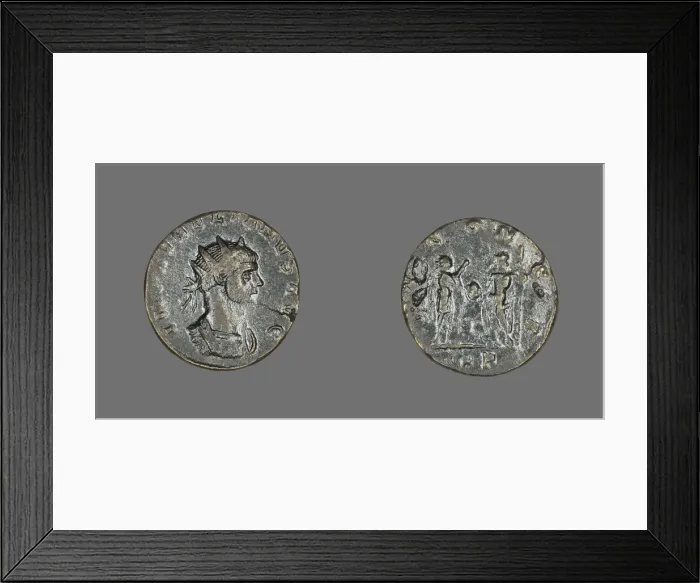 Framed Print : Antoninianus (Coin) Portraying Emperor Aurelian, 270-275. Creators: Unknown, Aurelian Framed Print : Antoninianus (Coin) Portraying Emperor Aurelian, 270-275. Creators: Unknown, Aurelian