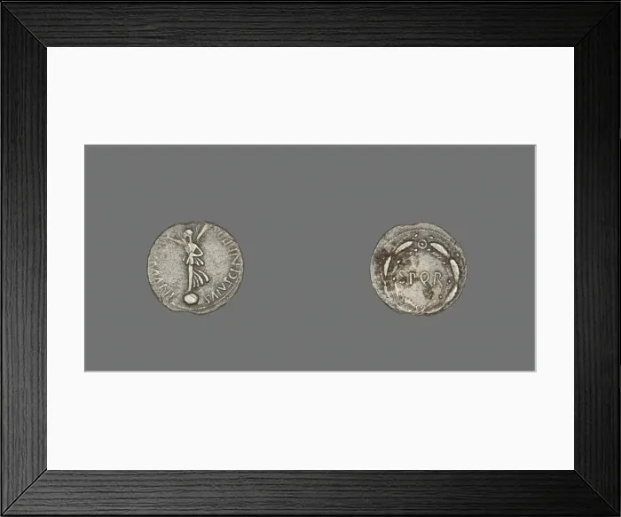 Framed Print : Denarius (Coin) Depicting the Goddess Victory, 68-69. Creator: Unknown Framed Print : Denarius (Coin) Depicting the Goddess Victory, 68-69. Creator: Unknown