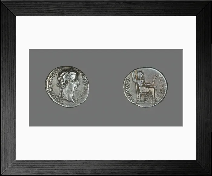 Framed Print : Denarius (Coin) Portraying Emperor Augustus, 14-37. Creator: Unknown Framed Print : Denarius (Coin) Portraying Emperor Augustus, 14-37. Creator: Unknown