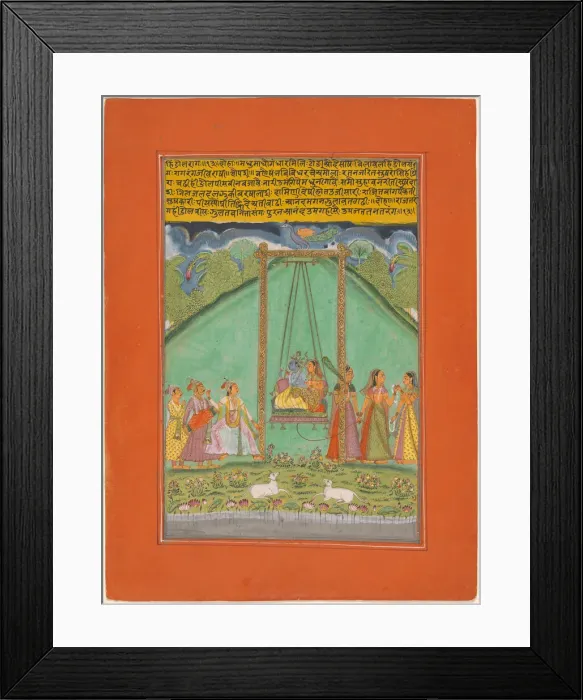 Framed Print : Hindol Raga, page from a Garland of Musical Ragas (Ragamala) Set, 1750  /  70