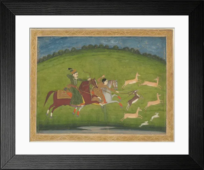 Framed Print : Prince and Princess Hunting Blackbuck, mid-18th century. Creator: Unknown Framed Print : Prince and Princess Hunting Blackbuck, mid-18th century. Creator: Unknown