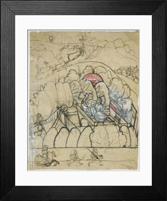 Framed Print : Two Ladies Converse at a Step-Well (Baoli) in a Walled Garden, 18th century Framed Print : Two Ladies Converse at a Step-Well (Baoli) in a Walled Garden, 18th century