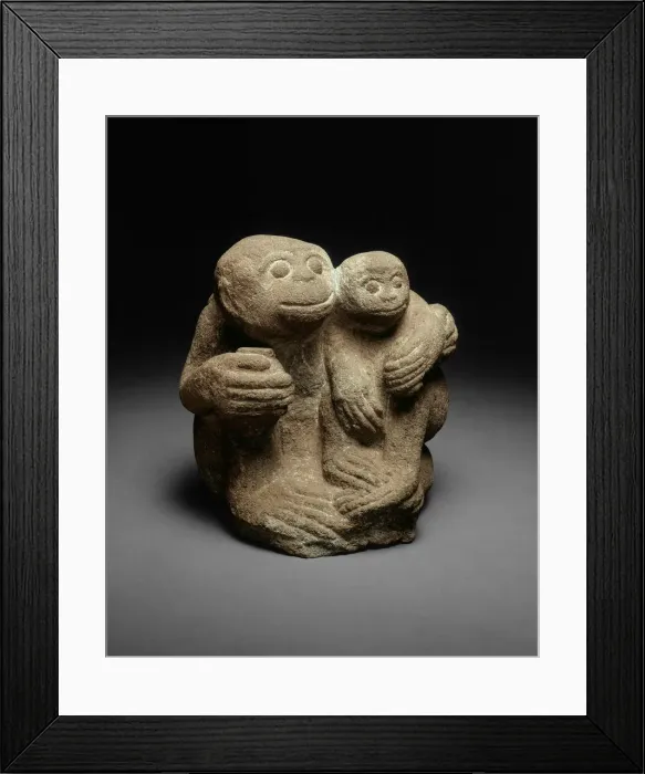 Framed Print : Simian Mother and Child, 13th century. Creator: Unknown Framed Print : Simian Mother and Child, 13th century. Creator: Unknown