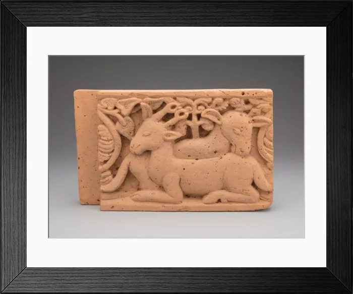 Framed Print : Architectural Panel with Deer, 14th / 15th century. Creator: Unknown Framed Print : Architectural Panel with Deer, 14th / 15th century. Creator: Unknown