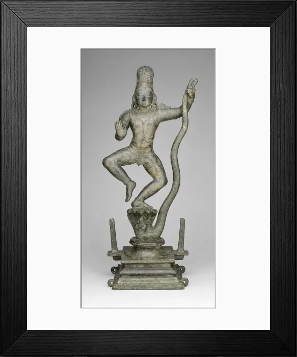 Framed Print : God Krishna Dancing on the Head of the Snake Demon Kaliya (Kaliyadamana), 14th century Framed Print : God Krishna Dancing on the Head of the Snake Demon Kaliya (Kaliyadamana), 14th century