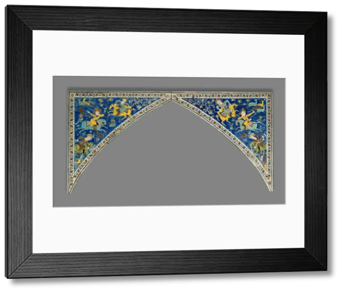 Framed Print : Pair of spandrels with hunt scenes, Safavid dynasty (1501-1722), mid-17th century Framed Print : Pair of spandrels with hunt scenes, Safavid dynasty (1501-1722), mid-17th century