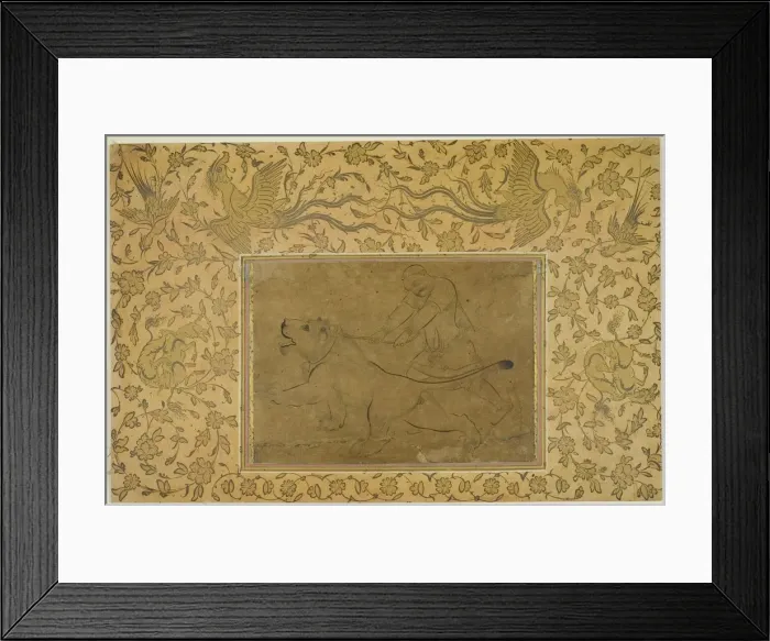 Framed Print : The Lion Tamer, Safavid dynasty (1501-1722), early 17th century. Creator: Sadiqi Beg Framed Print : The Lion Tamer, Safavid dynasty (1501-1722), early 17th century. Creator: Sadiqi Beg