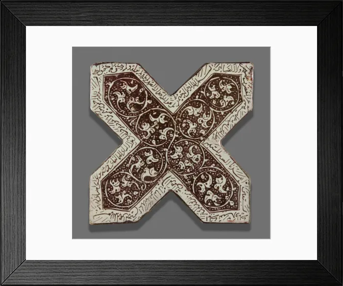 Framed Print : Cross- Shaped Tile, Ilkhanid dynasty (1256-1353), 13th century, dated c. 1262 Framed Print : Cross- Shaped Tile, Ilkhanid dynasty (1256-1353), 13th century, dated c. 1262