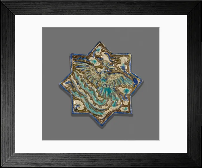 Framed Print : Star-Shaped Tile with Phoenix, Ilkhanid dynasty (1256-1353), late 13th century Framed Print : Star-Shaped Tile with Phoenix, Ilkhanid dynasty (1256-1353), late 13th century