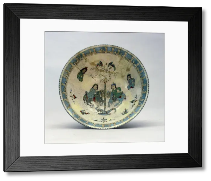 Framed Print : Bowl with Two Figures on Horseback, late 12th / early 13th century. Creator: Unknown Framed Print : Bowl with Two Figures on Horseback, late 12th / early 13th century. Creator: Unknown