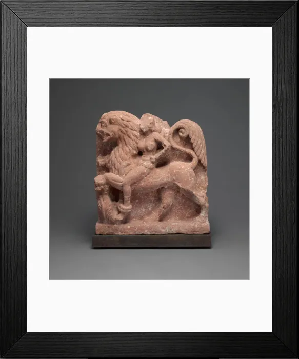 Framed Print : Double -Sided Capital with Female Figure Astride a Lion, c. 1st century A. D Framed Print : Double -Sided Capital with Female Figure Astride a Lion, c. 1st century A. D