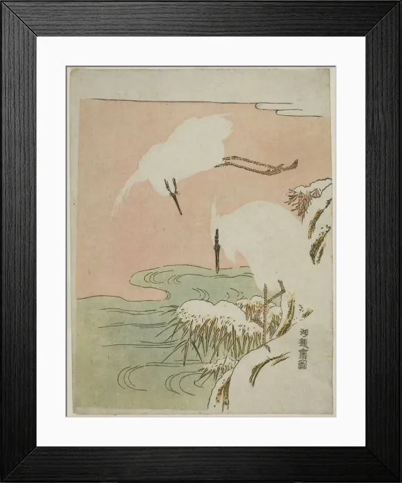 Framed Print : Two Egrets in the Snow, c. 1773. Creator: Isoda Koryusai Framed Print : Two Egrets in the Snow, c. 1773. Creator: Isoda Koryusai