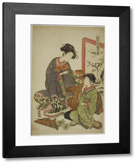 Framed Print : The Ninth Month (Choyo), from the series A Fashionable Parody of the Five... c Framed Print : The Ninth Month (Choyo), from the series A Fashionable Parody of the Five... c