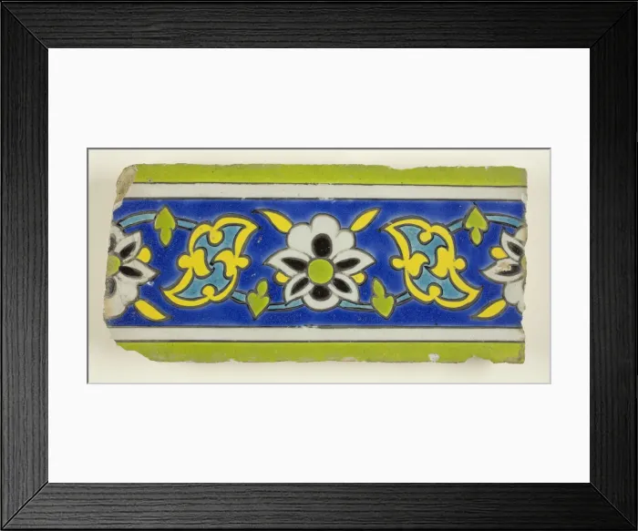 Framed Print : Border Tile With Vegetal Motif, Safavid dynasty (1501-1722), 17th / 18th century Framed Print : Border Tile With Vegetal Motif, Safavid dynasty (1501-1722), 17th / 18th century