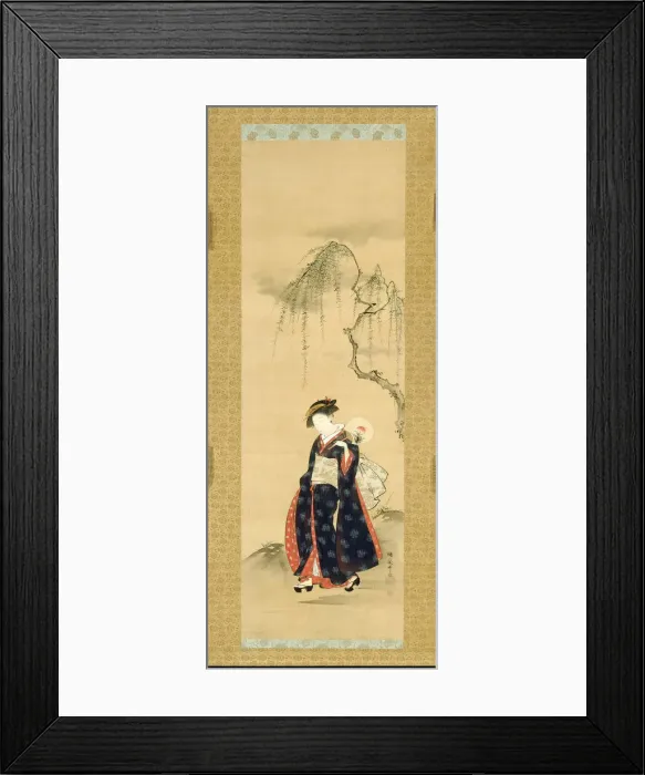 Framed Print : Beauty Beneath a Willow Tree, Edo period, c. 1780. Creator: Isoda Koryusai Framed Print : Beauty Beneath a Willow Tree, Edo period, c. 1780. Creator: Isoda Koryusai