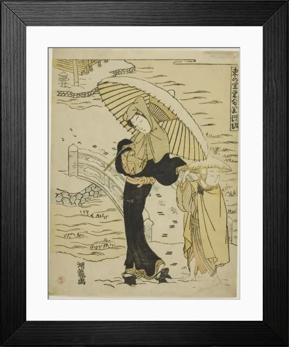Framed Print : Evening Snow at Ikenohata (Ikenohata bosetsu), from the series Eight Views of... c Framed Print : Evening Snow at Ikenohata (Ikenohata bosetsu), from the series Eight Views of... c