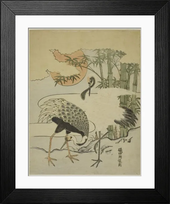 Framed Print : Cranes and Bamboo, c. 1774. Creator: Isoda Koryusai Framed Print : Cranes and Bamboo, c. 1774. Creator: Isoda Koryusai