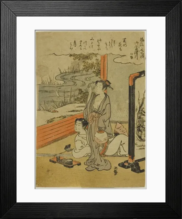 Framed Print : Mimosuso River in Ise Province (Mimosusogawa, Ise), from the series Fashionable Framed Print : Mimosuso River in Ise Province (Mimosusogawa, Ise), from the series Fashionable