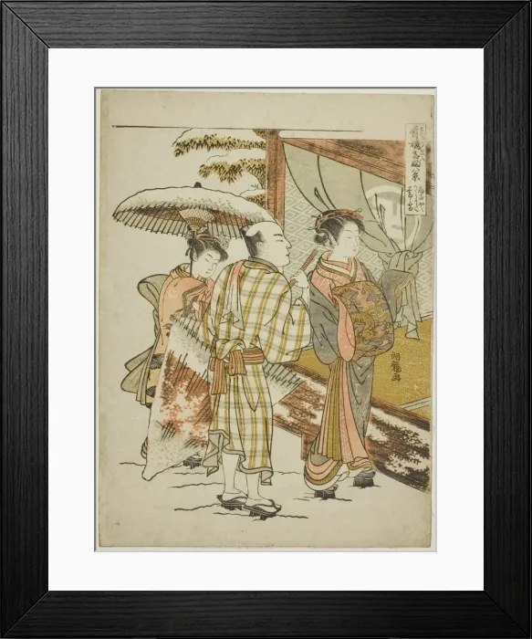 Framed Print : Karauta of the Ogiya in Evening Snow (Ogiya Karauta bosetsu), from the series Eight Framed Print : Karauta of the Ogiya in Evening Snow (Ogiya Karauta bosetsu), from the series Eight
