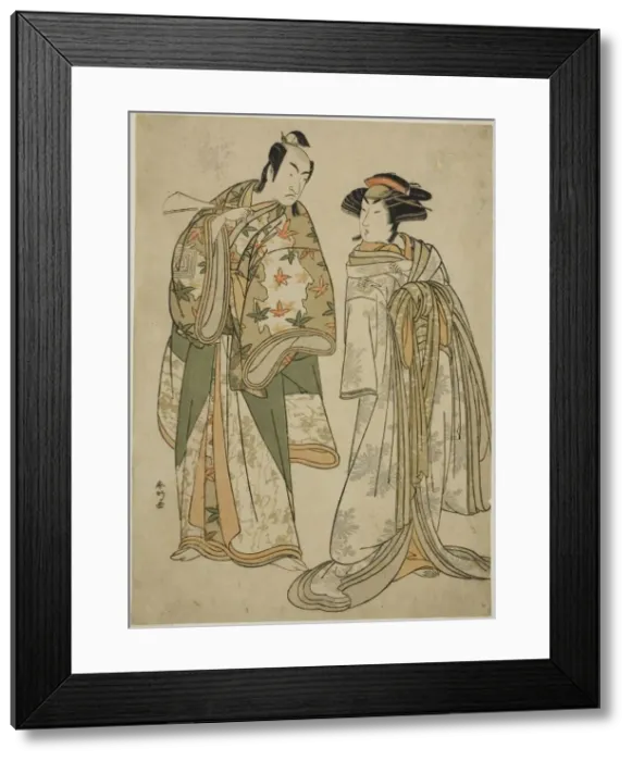 Framed Print : The Actors Segawa Kikunojo III as the Courtesan Sumizome (right), and Ichikawa... c. 1784. Creator: Katsukawa Shunko Framed Print : The Actors Segawa Kikunojo III as the Courtesan Sumizome (right), and Ichikawa... c. 1784. Creator: Katsukawa Shunko