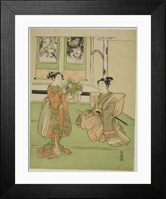 Framed Print : The New Years Offering, c. 1769. Creator: Isoda Koryusai Framed Print : The New Years Offering, c. 1769. Creator: Isoda Koryusai