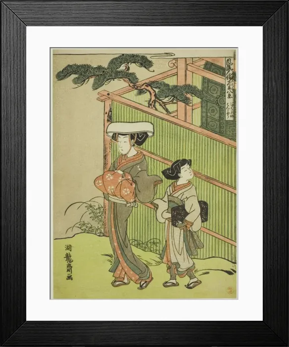 Framed Print : The Evening Bell of the Nun (Bikuni no bansho), from the series Eight Views of Framed Print : The Evening Bell of the Nun (Bikuni no bansho), from the series Eight Views of