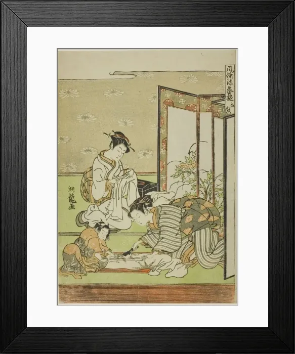 Framed Print : Cutting and Sewing (Tachinui), from the series Collection of of Fashionable... c Framed Print : Cutting and Sewing (Tachinui), from the series Collection of of Fashionable... c