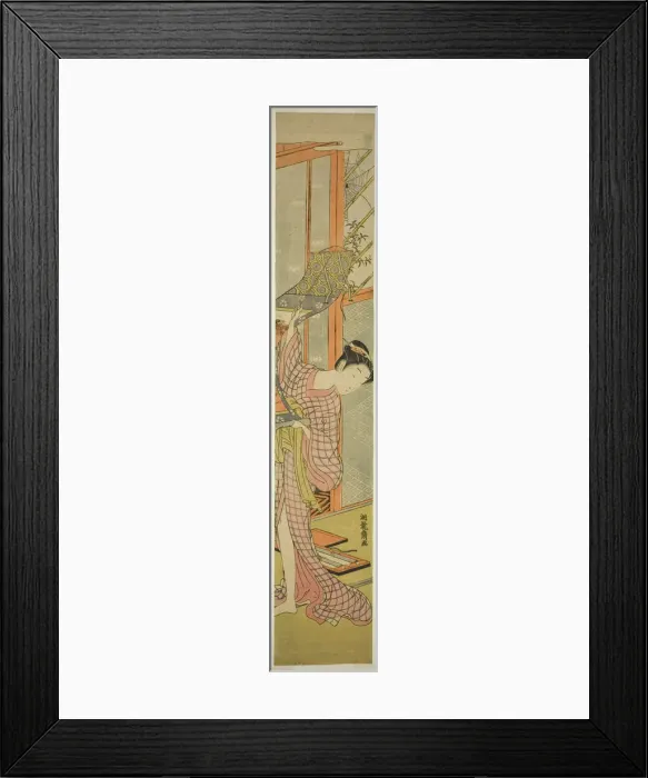 Framed Print : Young Woman Hanging a Painting, c. 1771. Creator: Isoda Koryusai Framed Print : Young Woman Hanging a Painting, c. 1771. Creator: Isoda Koryusai