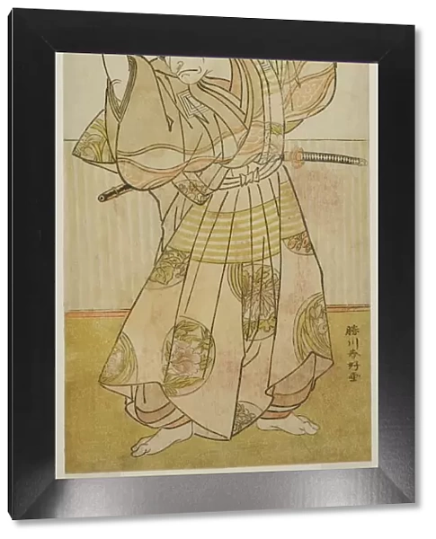 The Actor Ichikawa Danjuro V as Taira no Munekiyo (?) from the Play Kitekaeru Nishiki... c. 1780. Creator: Katsukawa Shunko