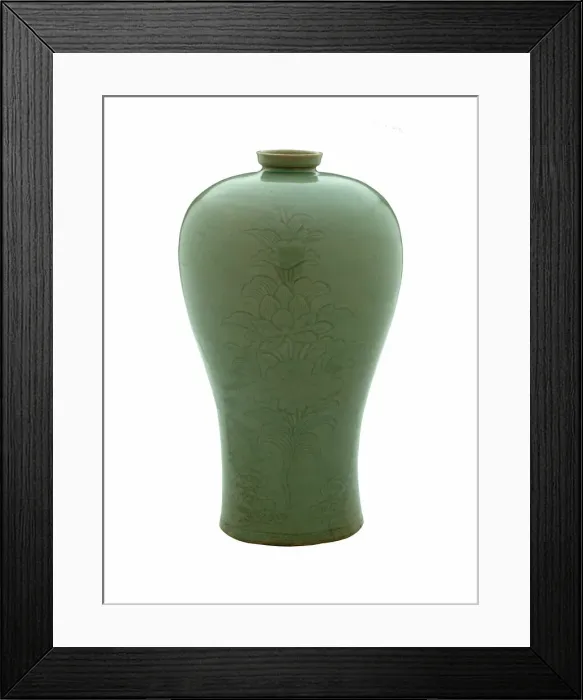 Framed Print : Vase(Maebyong) with Lotus Sprays and Cloud Scrolls, Korea, Goryeo dynasty (918-1392) Framed Print : Vase(Maebyong) with Lotus Sprays and Cloud Scrolls, Korea, Goryeo dynasty (918-1392)