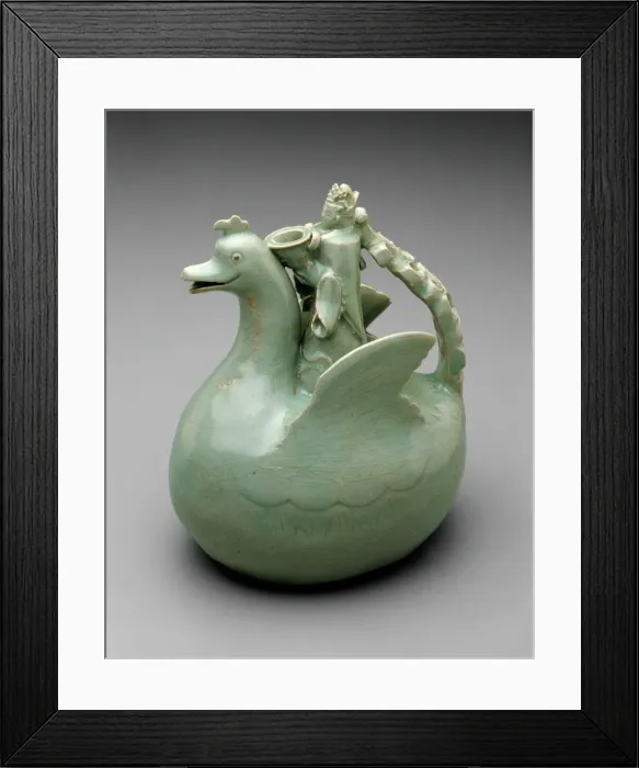 Framed Print : Bird Shaped Ewer with Crowned Rider Holding a Bowl, Korea, Goryeo dynasty (918-1392) Framed Print : Bird Shaped Ewer with Crowned Rider Holding a Bowl, Korea, Goryeo dynasty (918-1392)