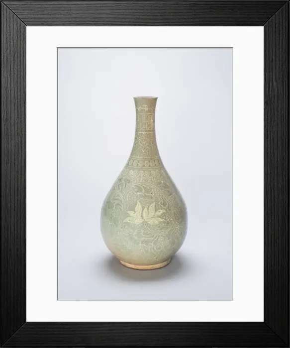 Framed Print : Bottle-Shaped Vase with Lotus Flowers and Stylized Scrolls, Korea, Goryeo dynasty Framed Print : Bottle-Shaped Vase with Lotus Flowers and Stylized Scrolls, Korea, Goryeo dynasty