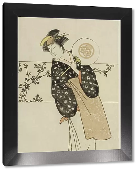 The Actor Osagawa Tsuneyo II, Possibly as Misao Gozen, in the Play Chiyo no Hajime... c. 1785. Creator: Katsukawa Shunko